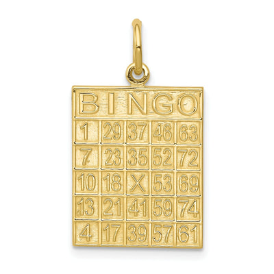 Solid 10k Yellow Gold Polish Bingo Card Pendant at $ 105.37 only from Jewelryshopping.com