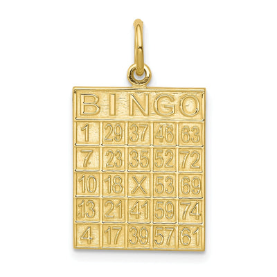 Solid 10k Yellow Gold Polish Bingo Card Pendant at $ 105.37 only from Jewelryshopping.com