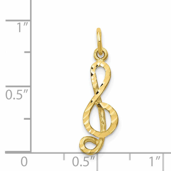 10k Yellow Gold Medium Size Treble Clef Pendant