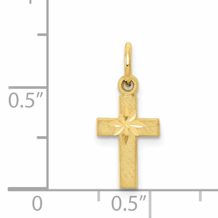 10k Yellow Gold Diamond Cut Cross Charm