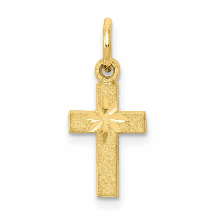 10k Yellow Gold Diamond Cut Cross Charm