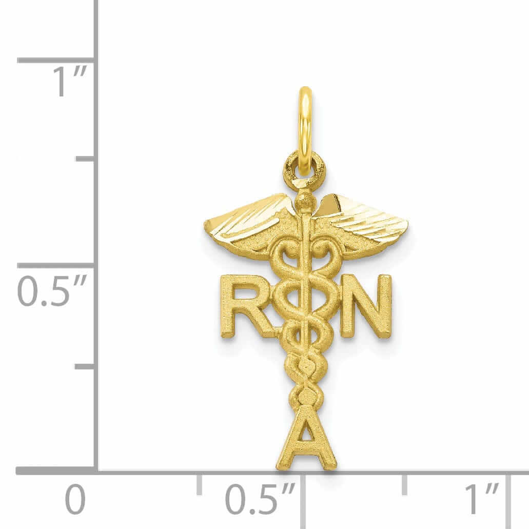 10k Yellow Gold Polish Registered Nurse Pendant