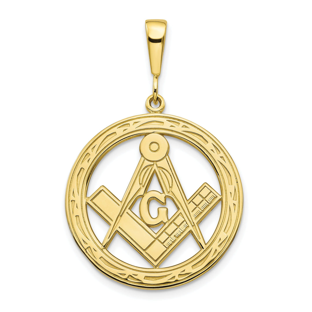 Solid 10k Yellow Gold Masonic Symbol Pendant