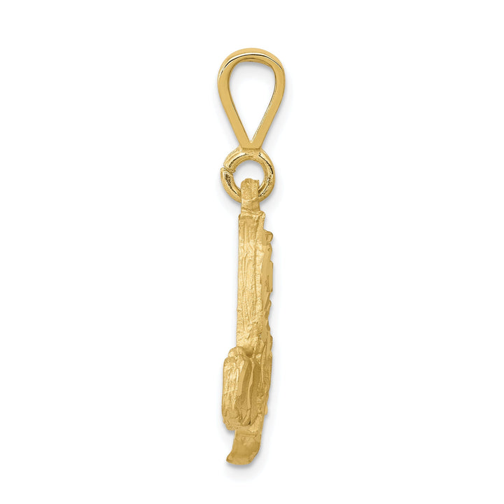 Solid 10k Yellow Gold Semi Truck Charm Pendant