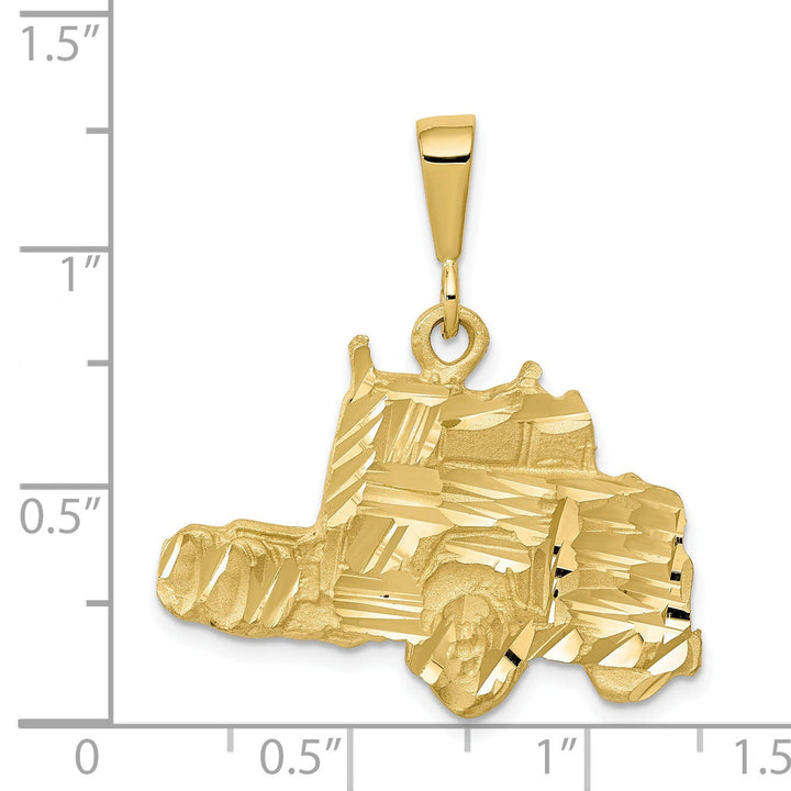 Solid 10k Yellow Gold Semi Truck Charm Pendant