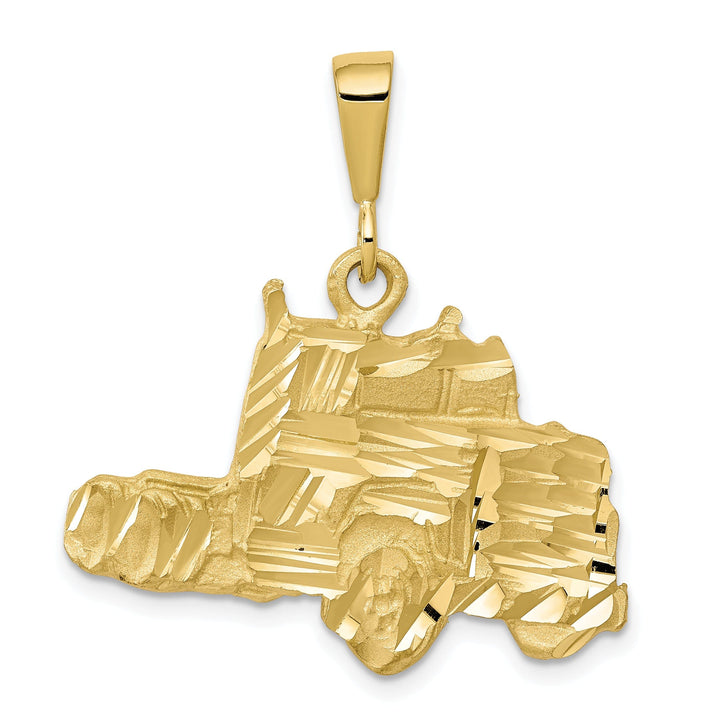 Solid 10k Yellow Gold Semi Truck Charm Pendant