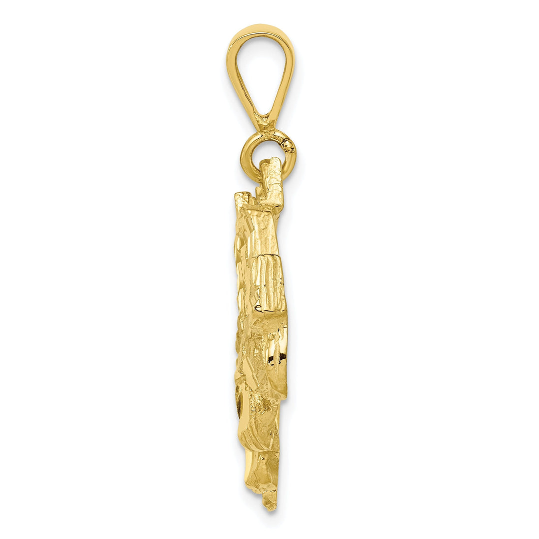 Solid 10k Yellow Gold Semi With Trailer Pendant