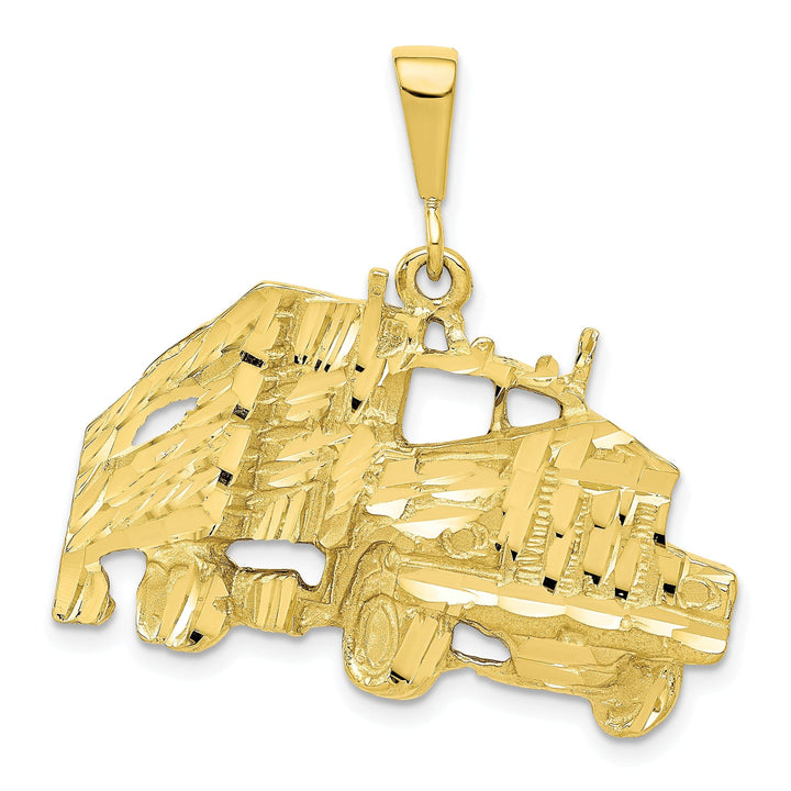 Solid 10k Yellow Gold Semi With Trailer Pendant