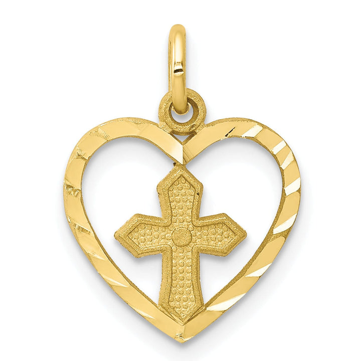 Solid 10k Yellow Gold Polished Cross Pendant