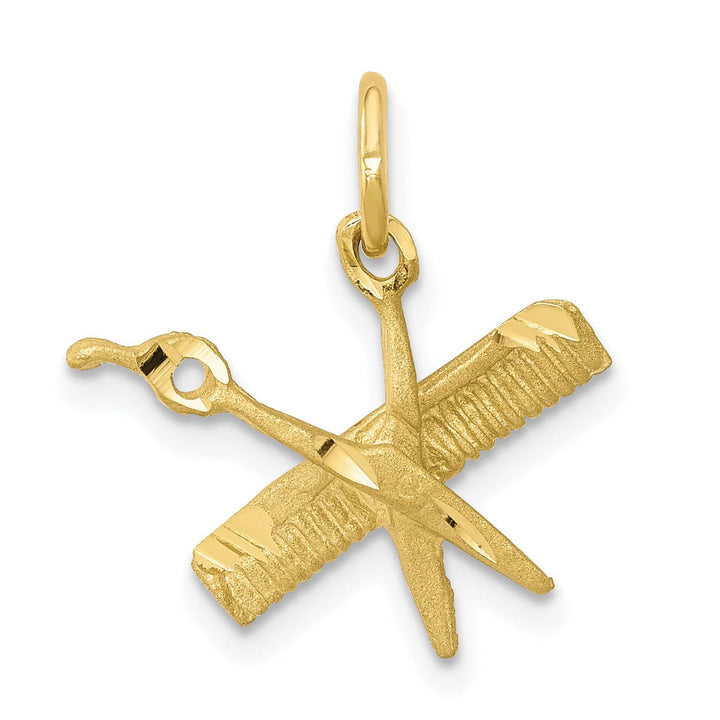 Solid 10k Yellow Gold Comb and Scissors Pendant