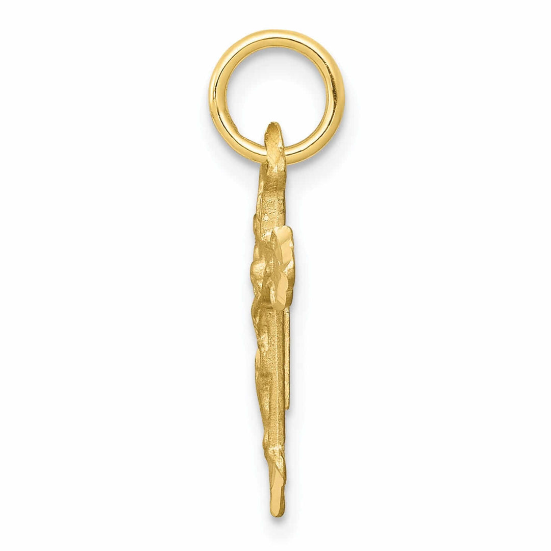 10k Yellow Gold Satin Polished Crucifix Charm