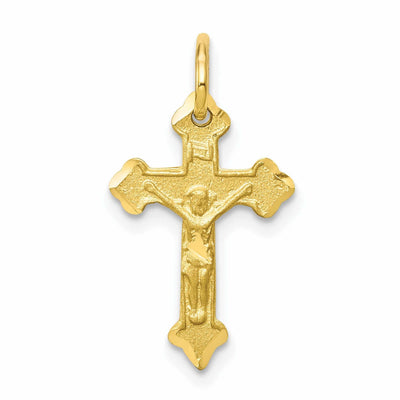 10k Yellow Gold Satin Polished Crucifix Charm