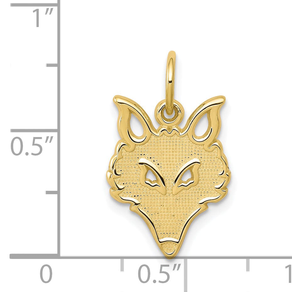 Solid 10k Yellow Gold Small Fox Head Pendant