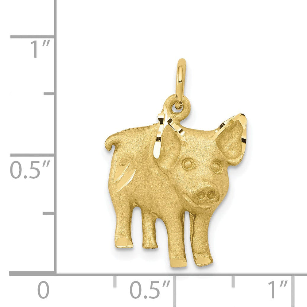 Solid 10k Yellow Gold Polished Pig Pendant