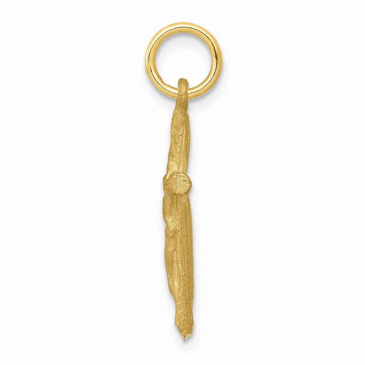 10k Yellow Gold Satin Cross With Jesus Pendant