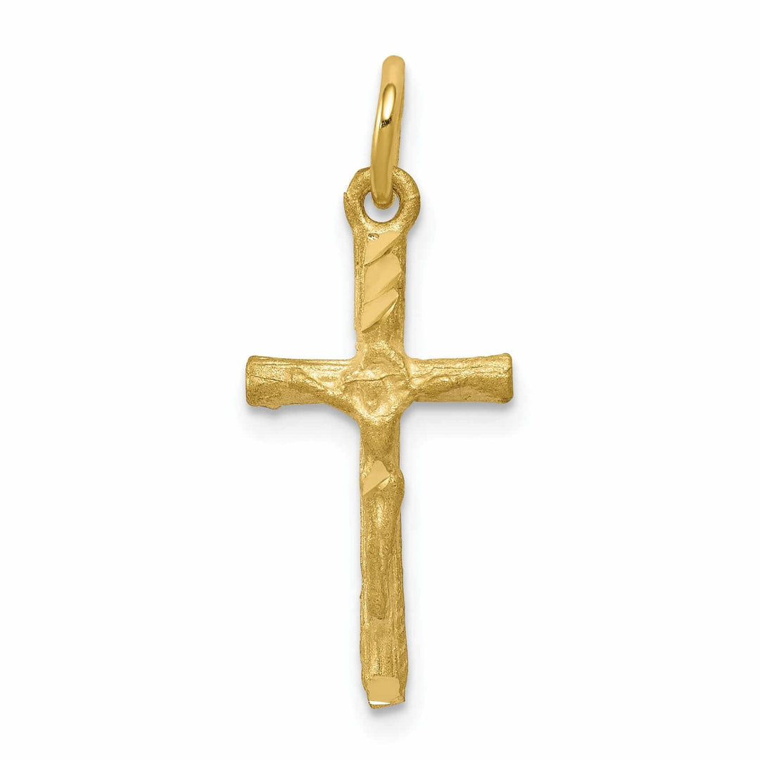 10k Yellow Gold Satin Cross With Jesus Pendant