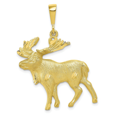 Solid 10k Yellow Gold Polished Moose Pendant
