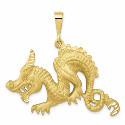 10k Yellow Gold Satin Finish Dragon Pendant at $ 432.99 only from Jewelryshopping.com