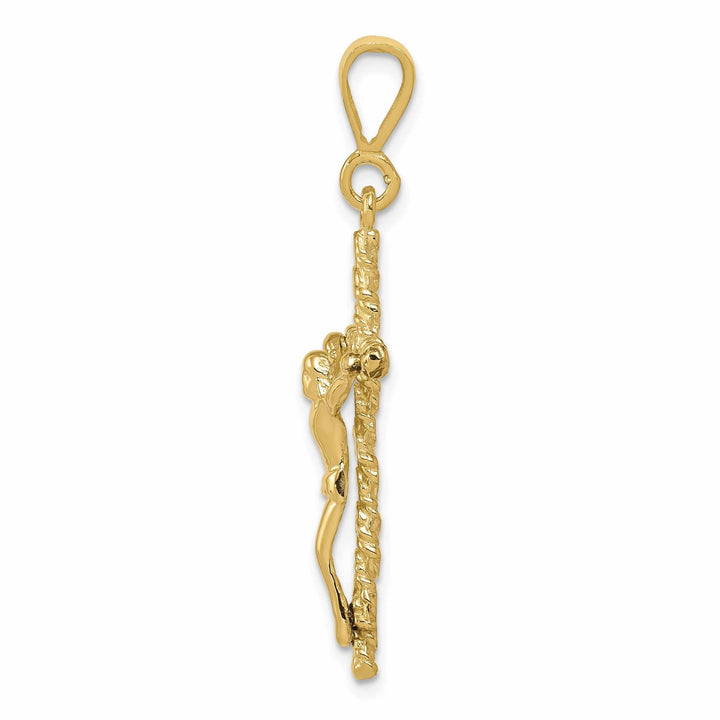 10k Yellow Gold Nugget Design Crucifix Pendant