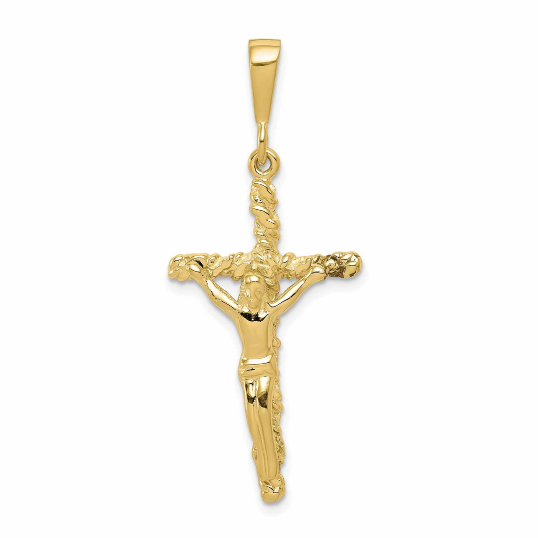 10k Yellow Gold Nugget Design Crucifix Pendant