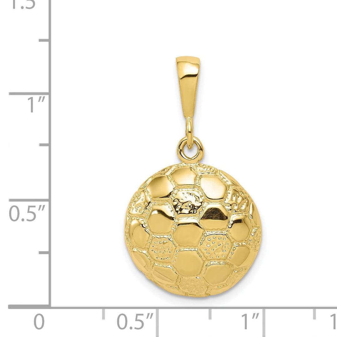 Solid 10k Yellow Gold Soccer Ball Pendant