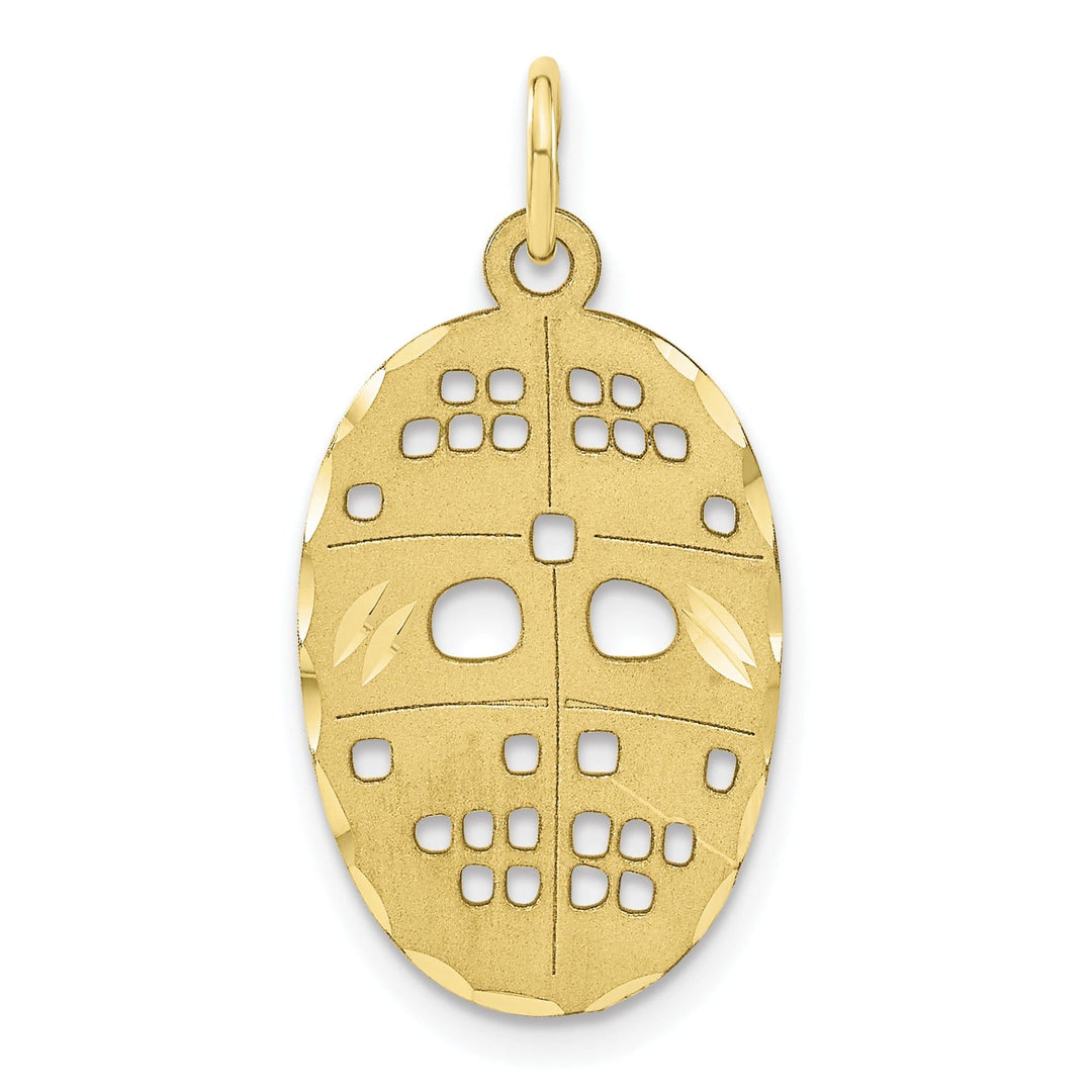 Solid 10k Yellow Gold Hockey Mask Charm Pendant