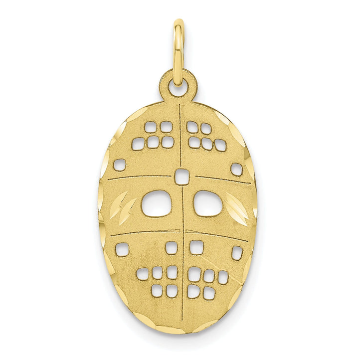 Solid 10k Yellow Gold Hockey Mask Charm Pendant