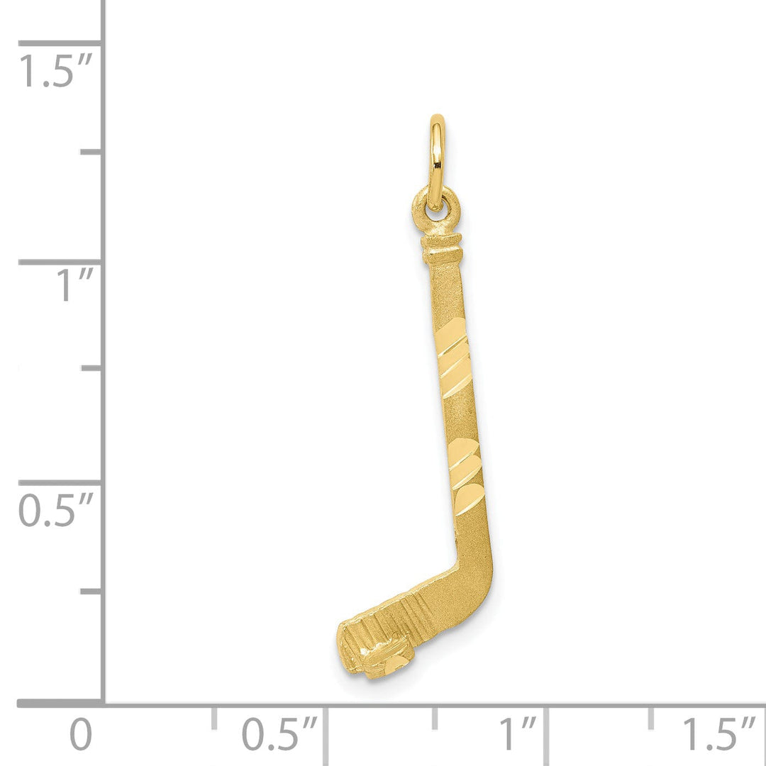 Solid 10k Yellow Gold Hockey Stick Pendant