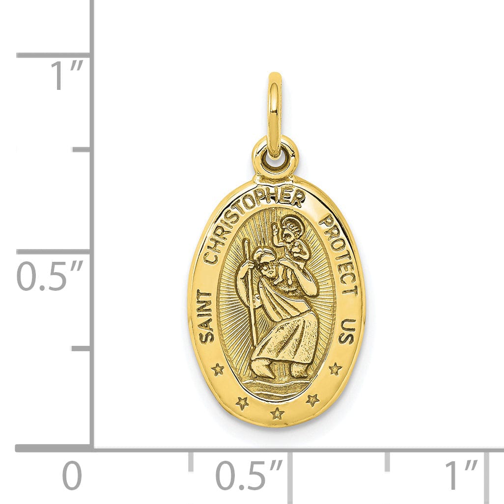 Solid 10k Yellow Gold St. Christopher Pendant