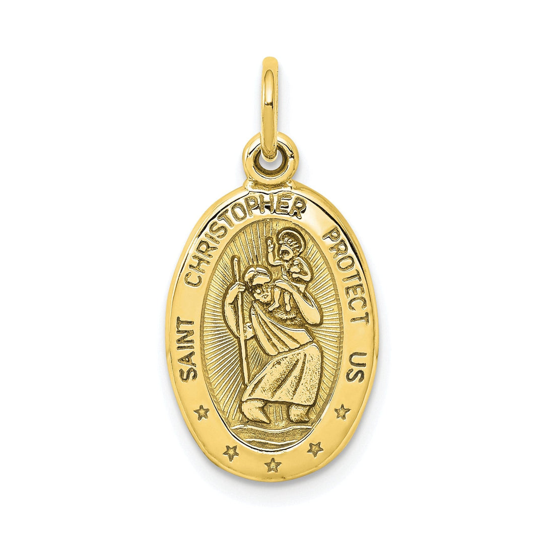 Solid 10k Yellow Gold St. Christopher Pendant