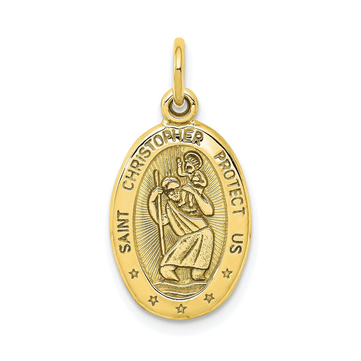 Solid 10k Yellow Gold St. Christopher Pendant