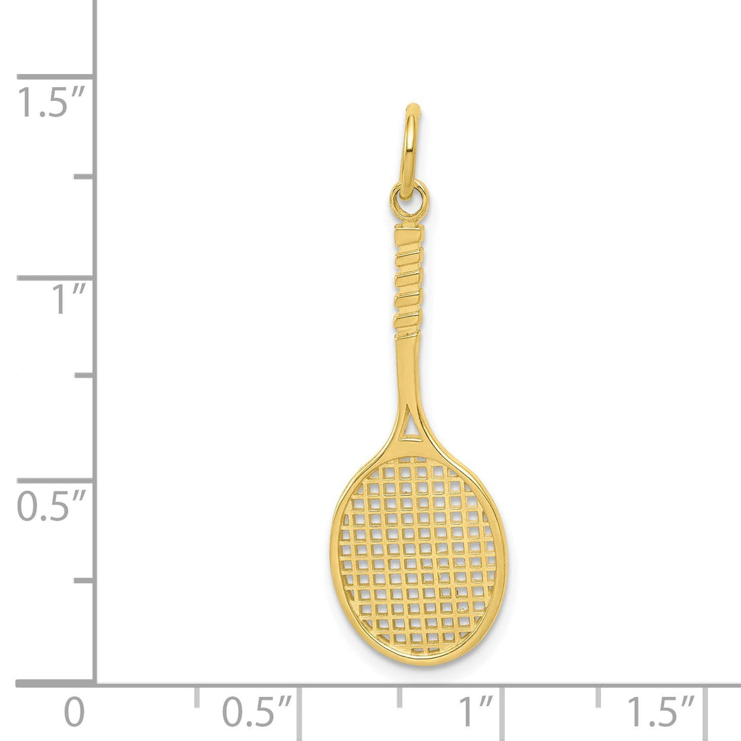 Solid 10k Yellow Gold Tennis Racquet Pendant