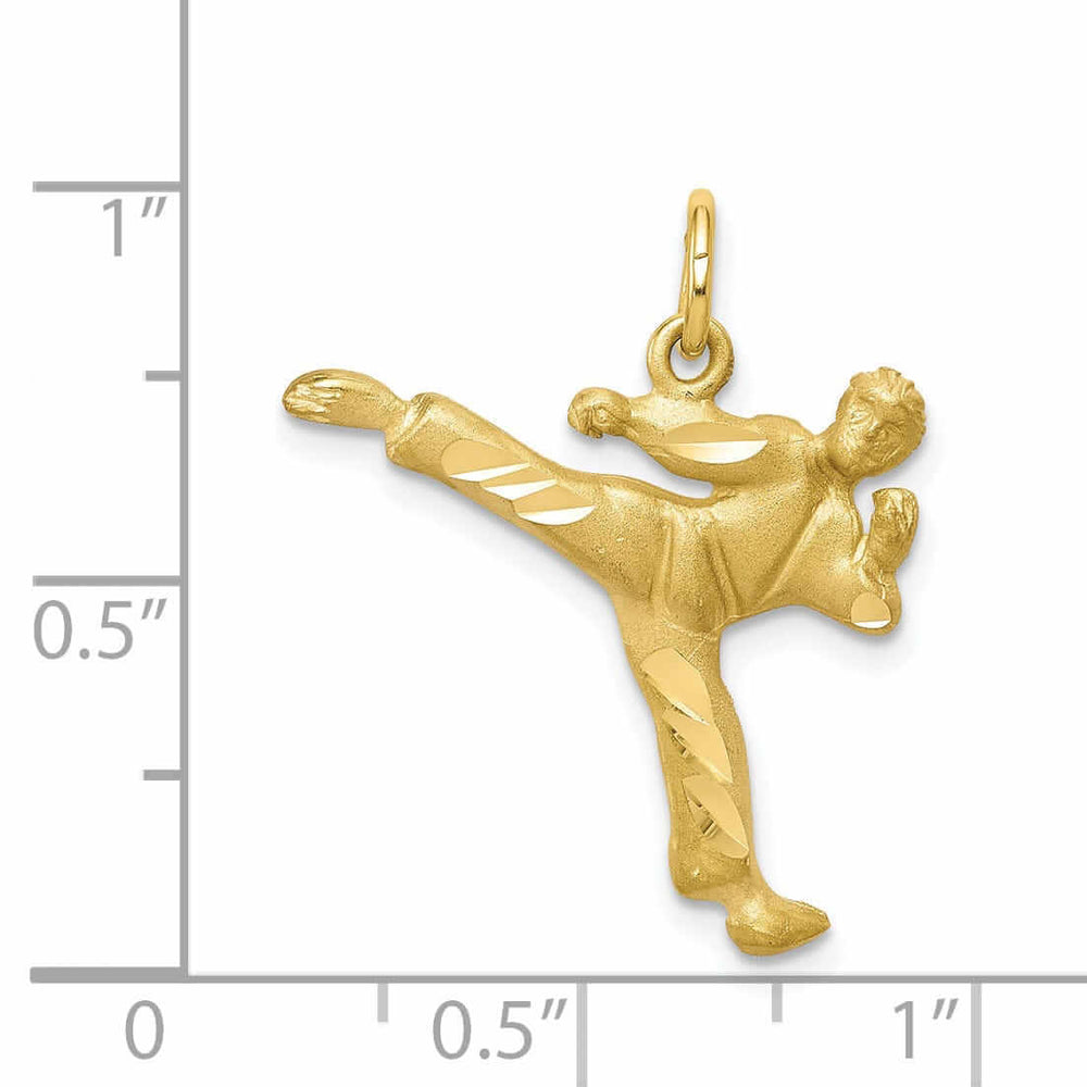 10k Yellow Gold Karate Person Kicking Pendant
