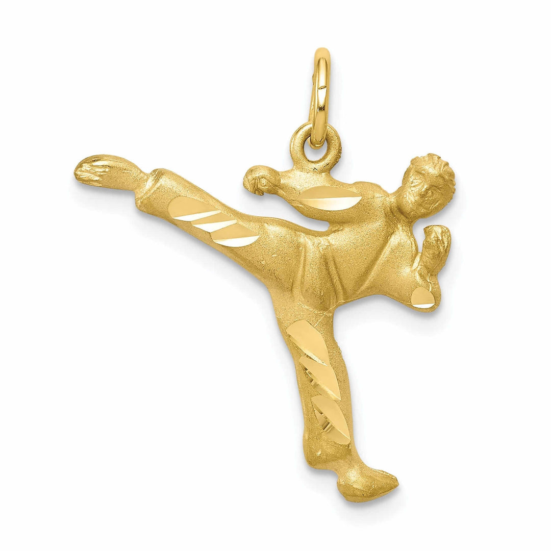 10k Yellow Gold Karate Person Kicking Pendant