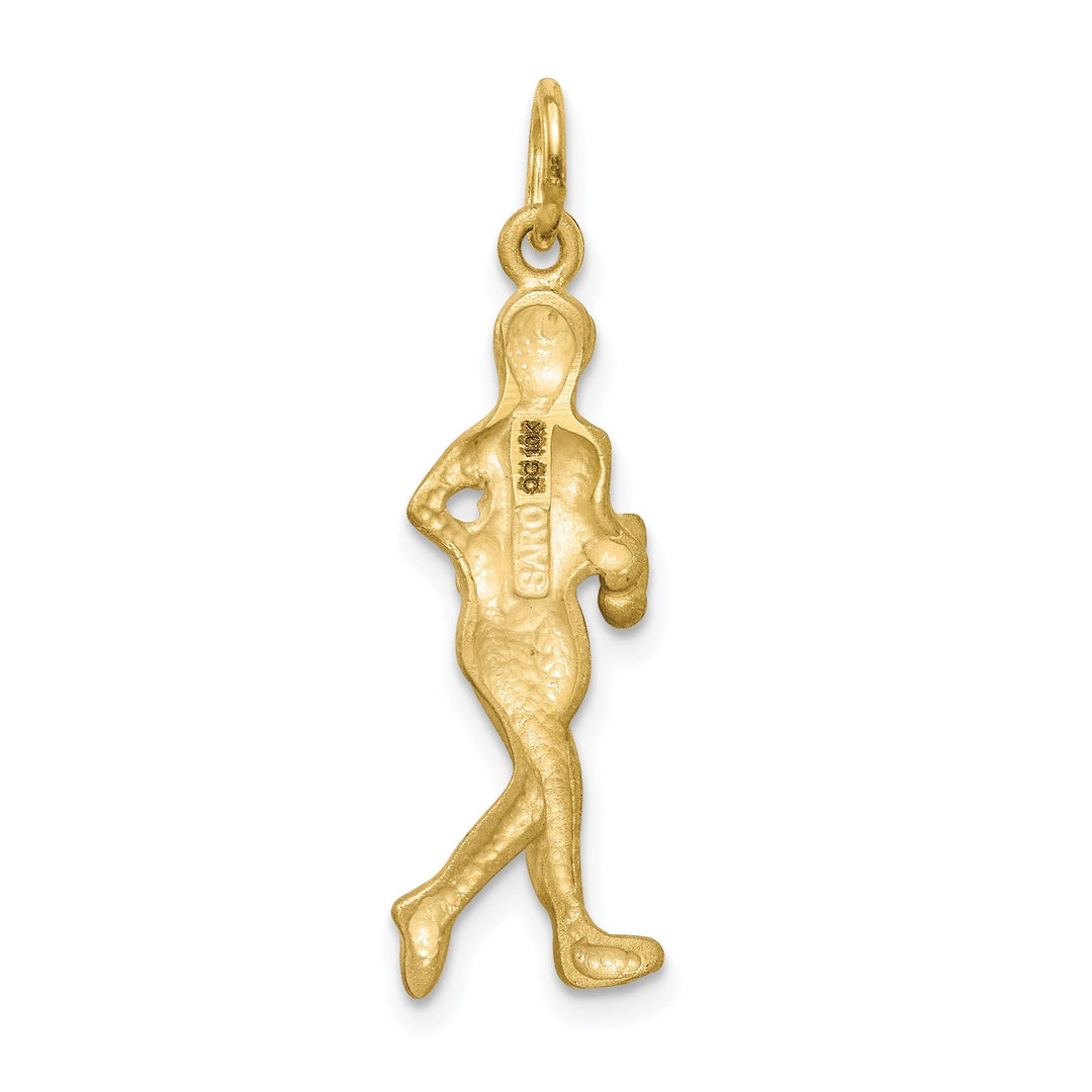 Solid 10k Yellow Gold Women Runner Pendant