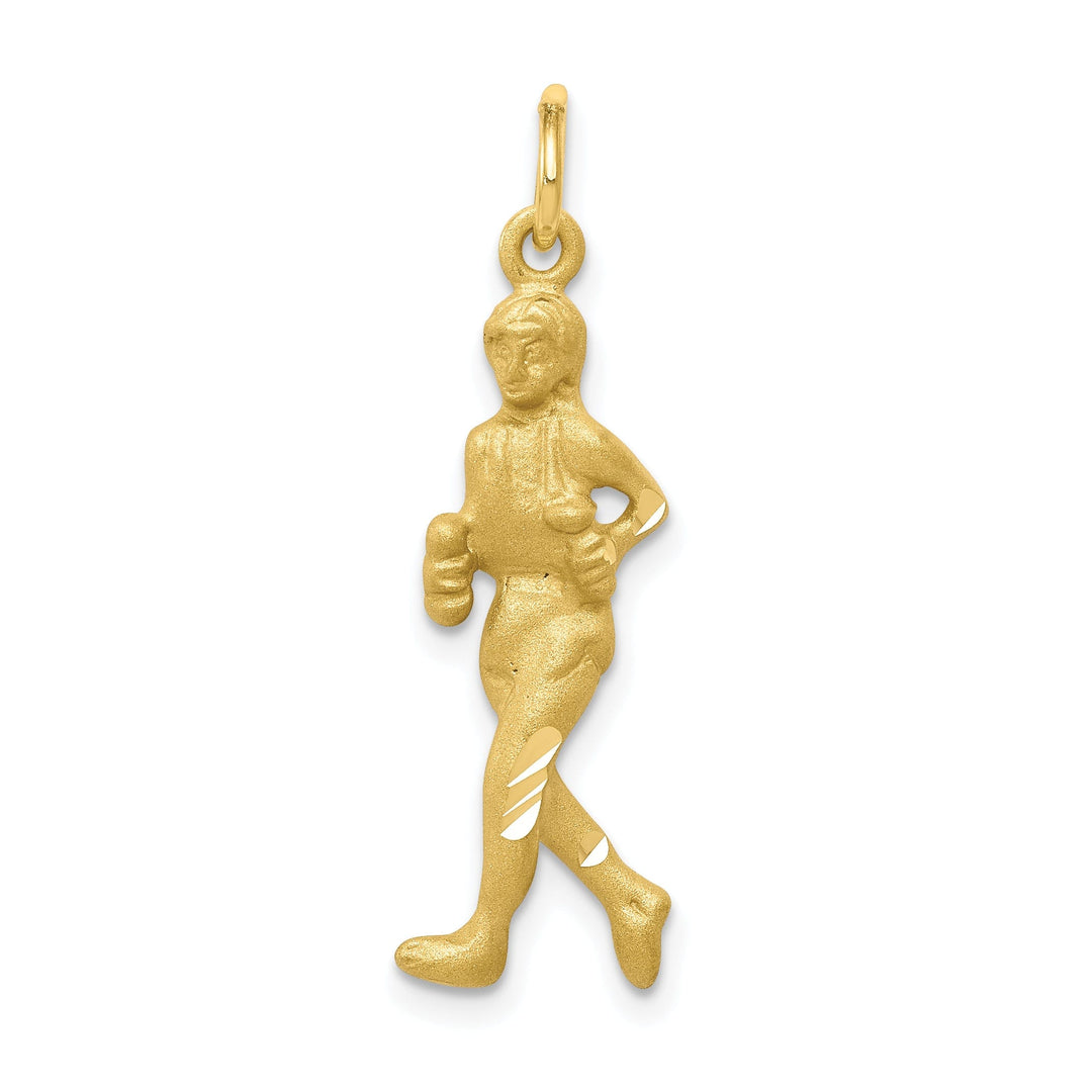 Solid 10k Yellow Gold Women Runner Pendant