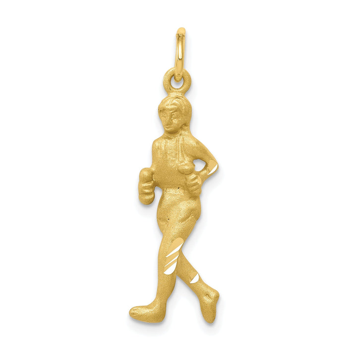 Solid 10k Yellow Gold Women Runner Pendant