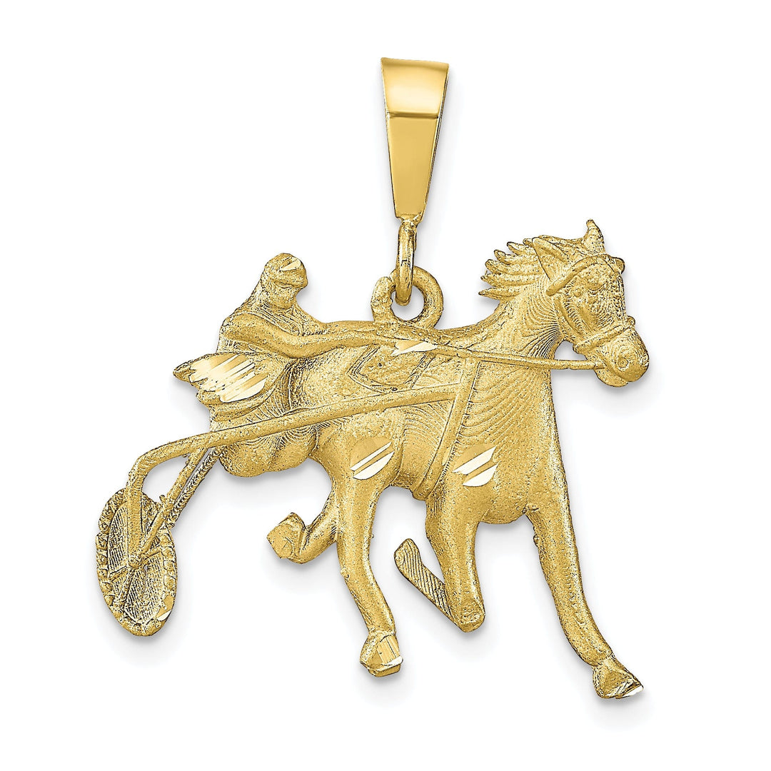 Solid 10k Yellow Gold Horse Racing Pendant