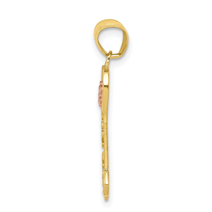 Solid 10K Two Tone Gold I Love You Key Pendant