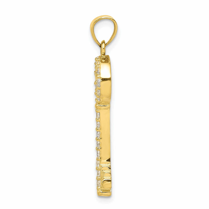 10k Yellow Gold Polished C.Z Finish Key Pendant