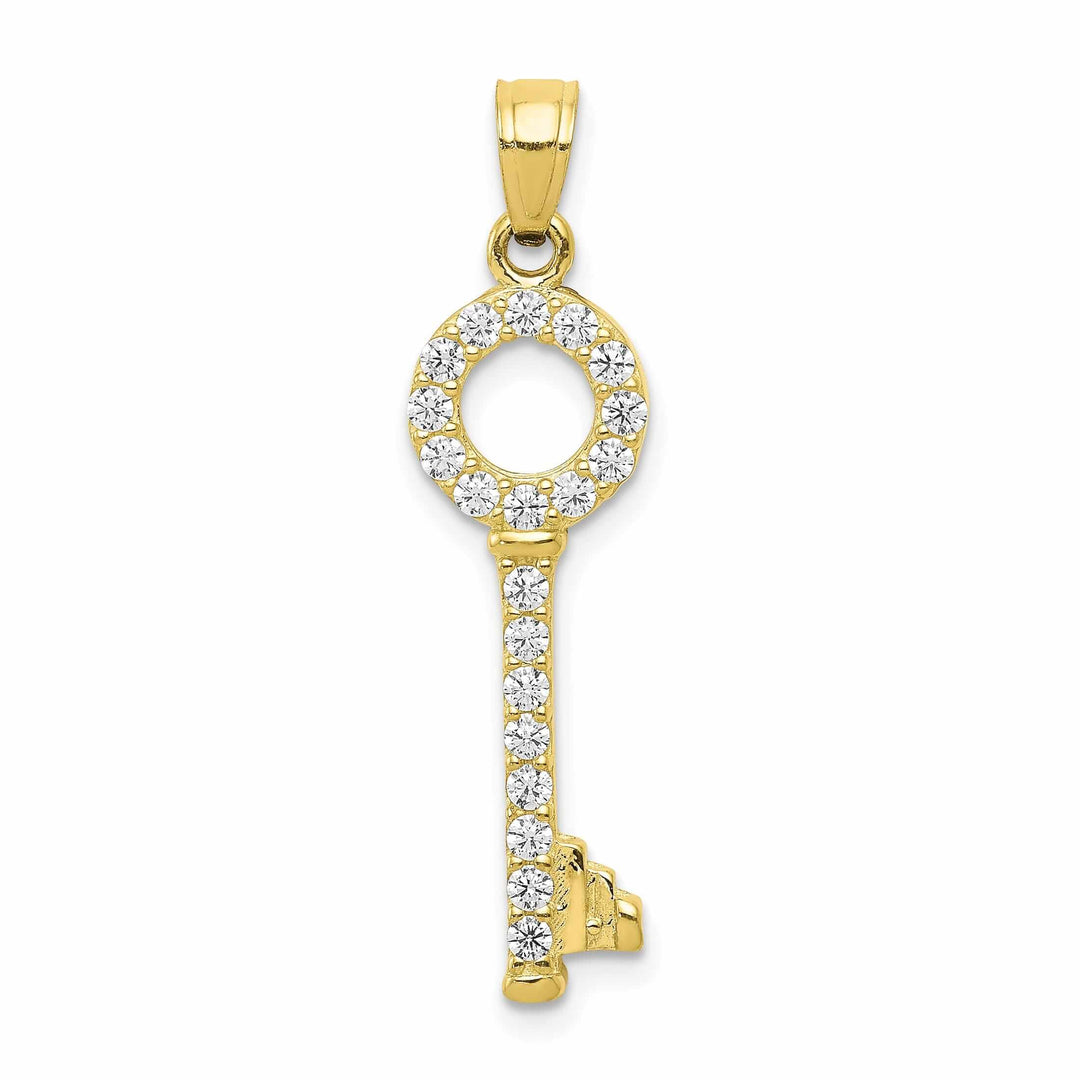 10k Yellow Gold Polished C.Z Finish Key Pendant