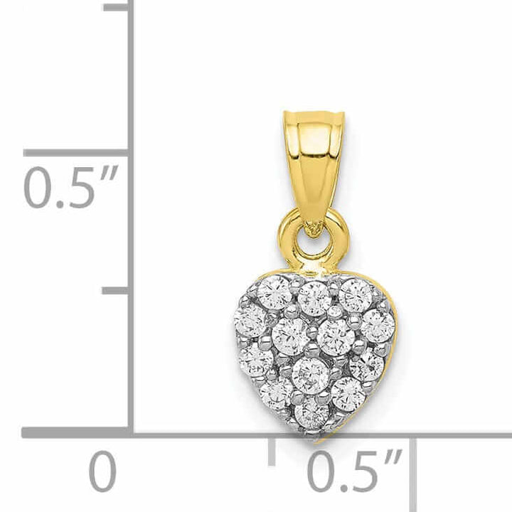 10k Yellow Gold C.Z Cluster Heart Pendant