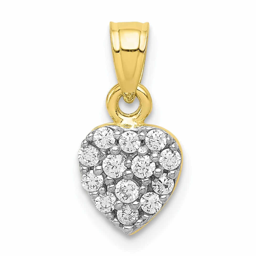 10k Yellow Gold C.Z Cluster Heart Pendant