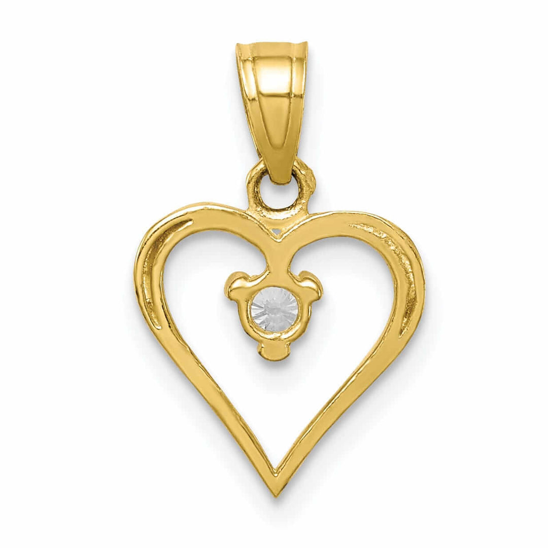 10k Yellow Gold C.Z Polished Finish Heart Charm