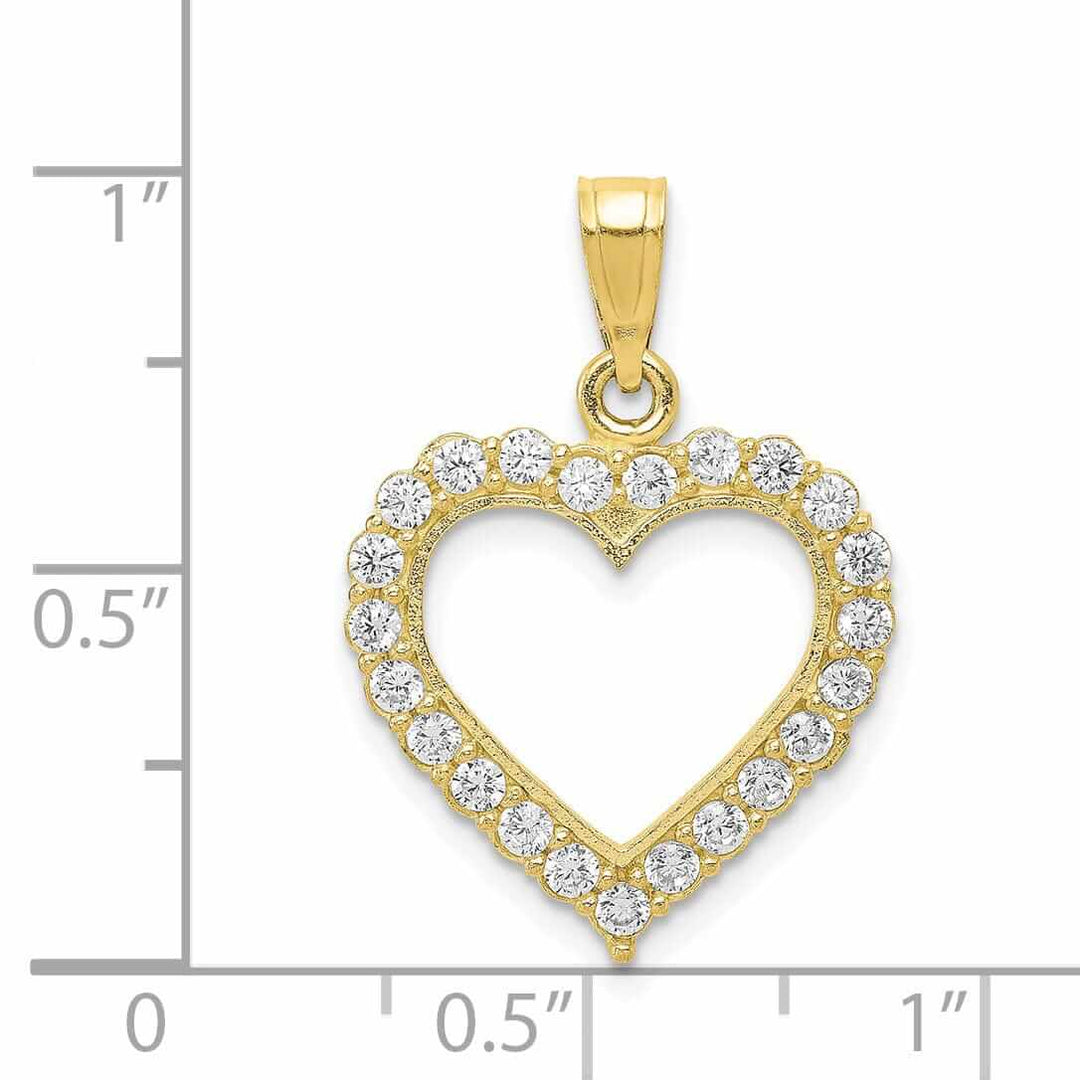 10k Yellow Gold C.Z Polish Finish Heart Pendant