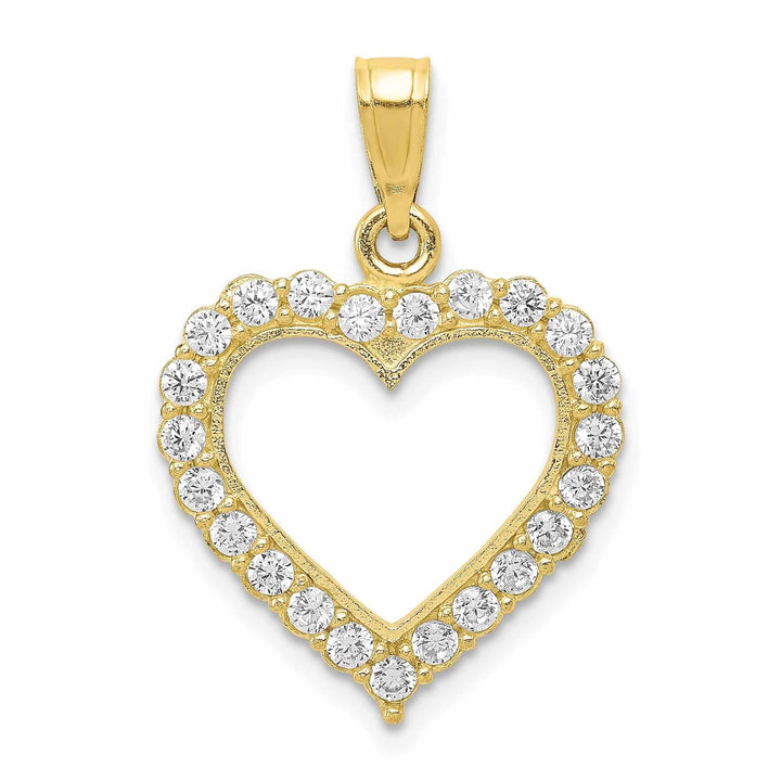 10k Yellow Gold C.Z Polish Finish Heart Pendant