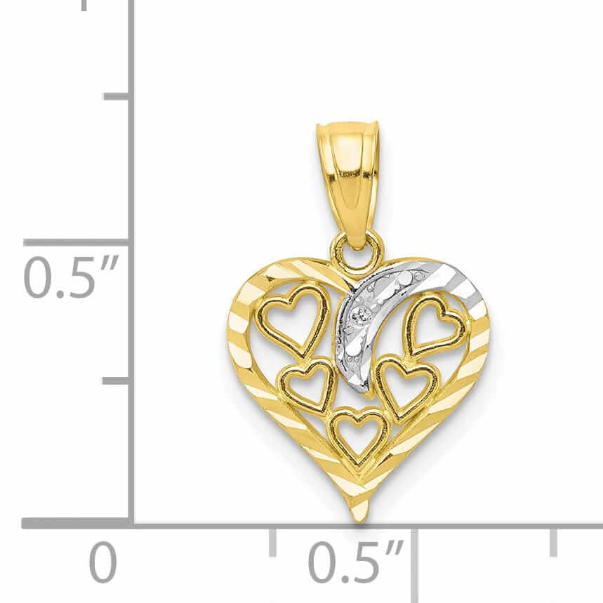 10k Two Tone Gold Polished D.C Heart Pendant