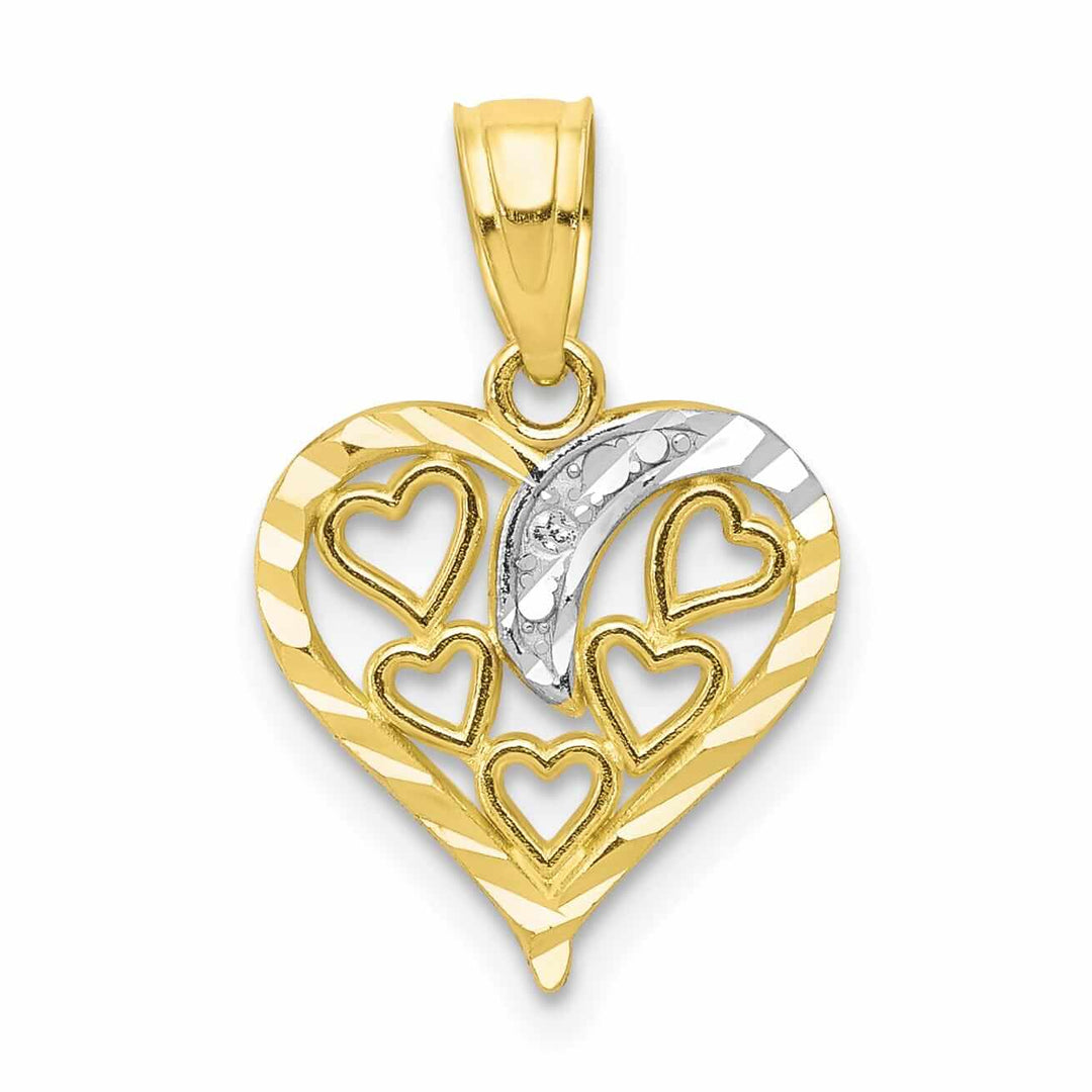 10k Two Tone Gold Polished D.C Heart Pendant
