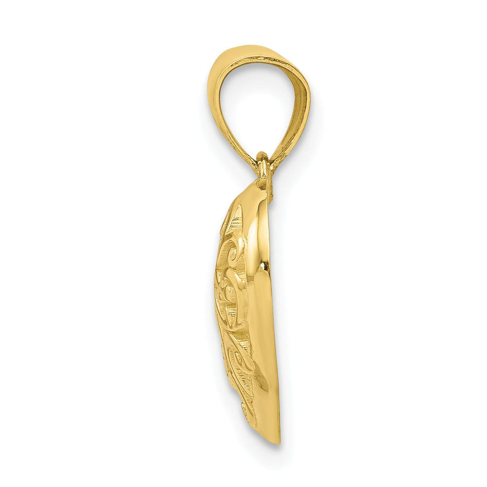 Solid 10k Yellow Gold Concave Heart Pendant