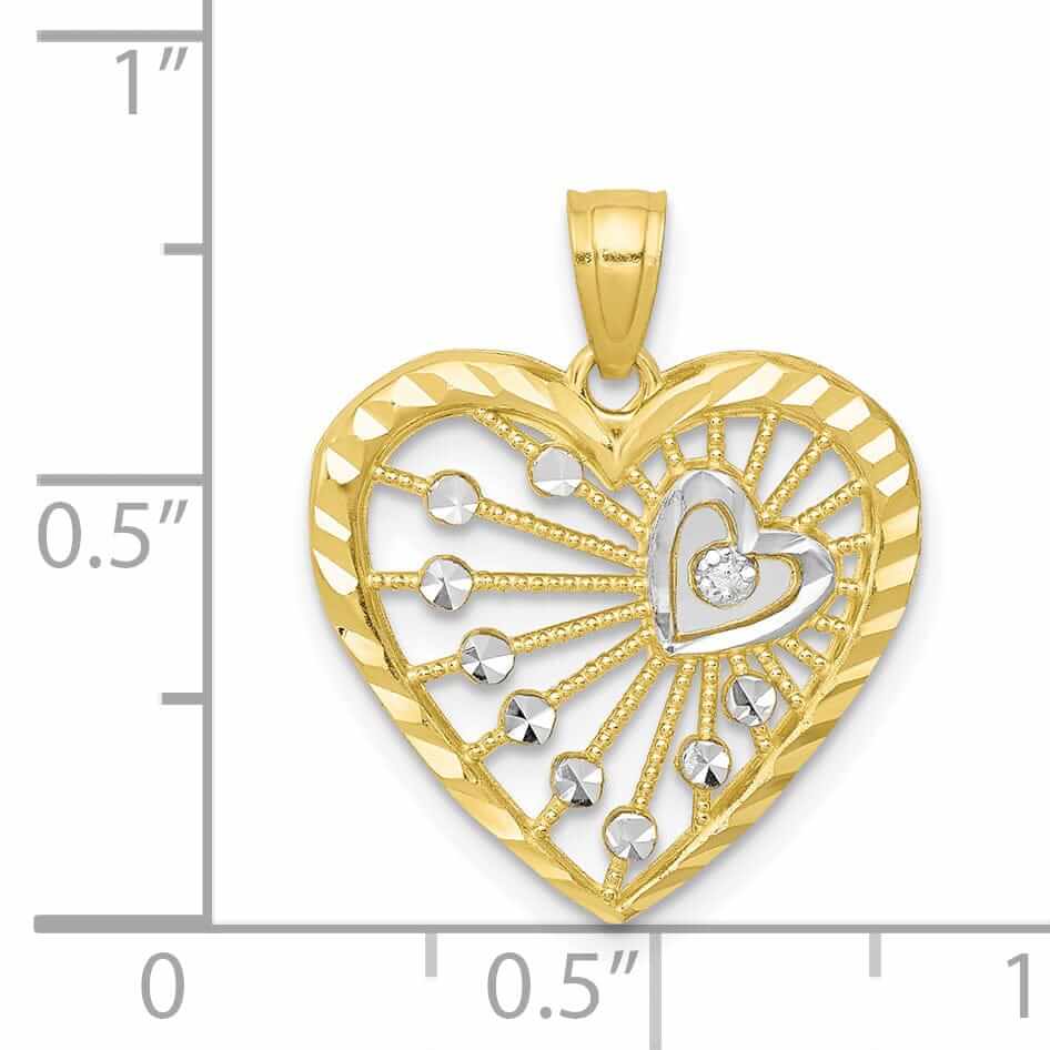 10k Two Tone Gold Multi Circles Heart Pendant